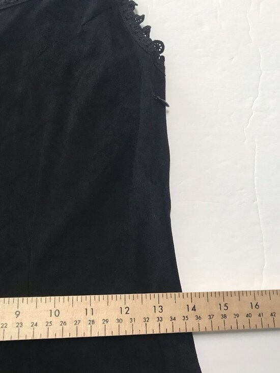 Sea Gypsies Babydoll Slip Dress Small Black Lace Suede Crochet Whimsigoth Fairy - Picture 8 of 12